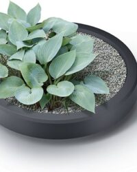 regenton deksel als bloembak met grind en planten erin antraciet