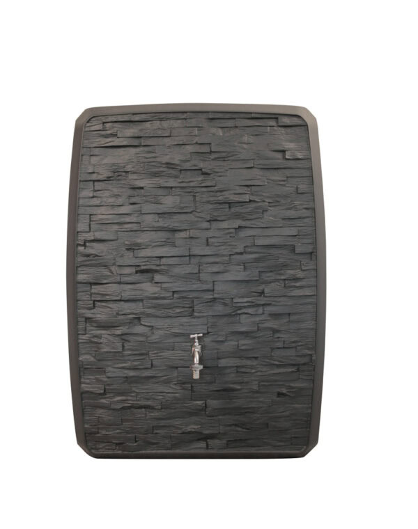 regenton vierkant met 2 verschillende designs steen antraciet met chromen kraan
