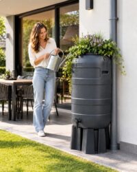 100l Regenton Slimline Flower Bij Moderne Woning