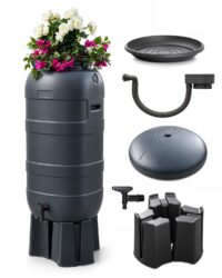 Rainsaver 100l Flower Antraciet 2 In 1 Met Plantenbak Voordeelset